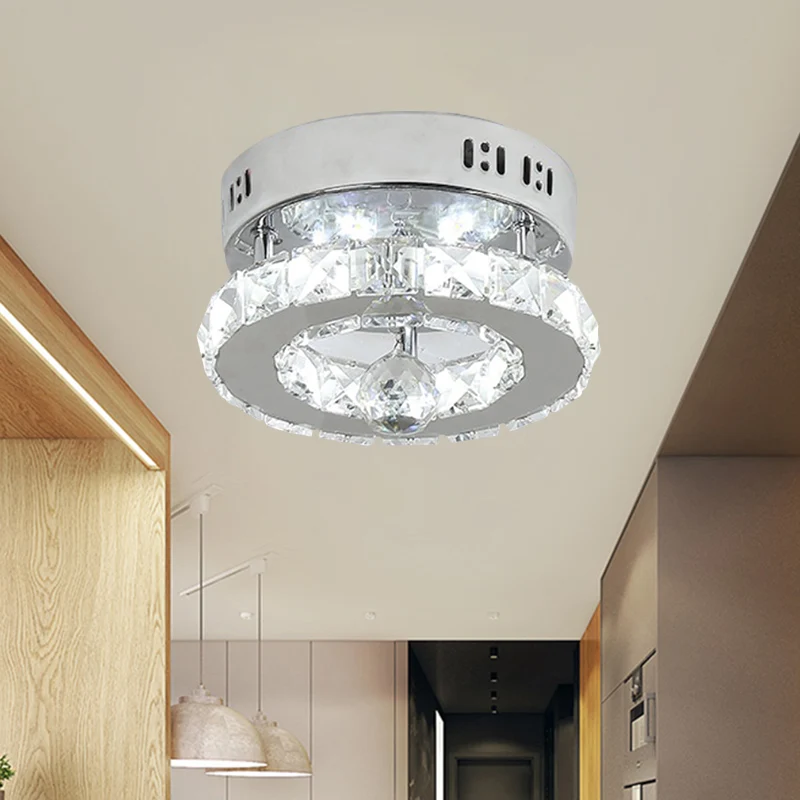 Helder afgeschuinde kristallen roestvrijstalen semi-inbouw ronde LED-moderne verlichtingsarmatuur wit/warm licht Clearhalo