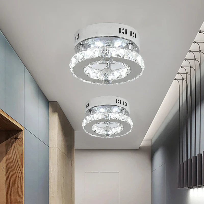 Helder afgeschuinde kristallen roestvrijstalen semi-inbouw ronde LED-moderne verlichtingsarmatuur wit/warm licht Clearhalo
