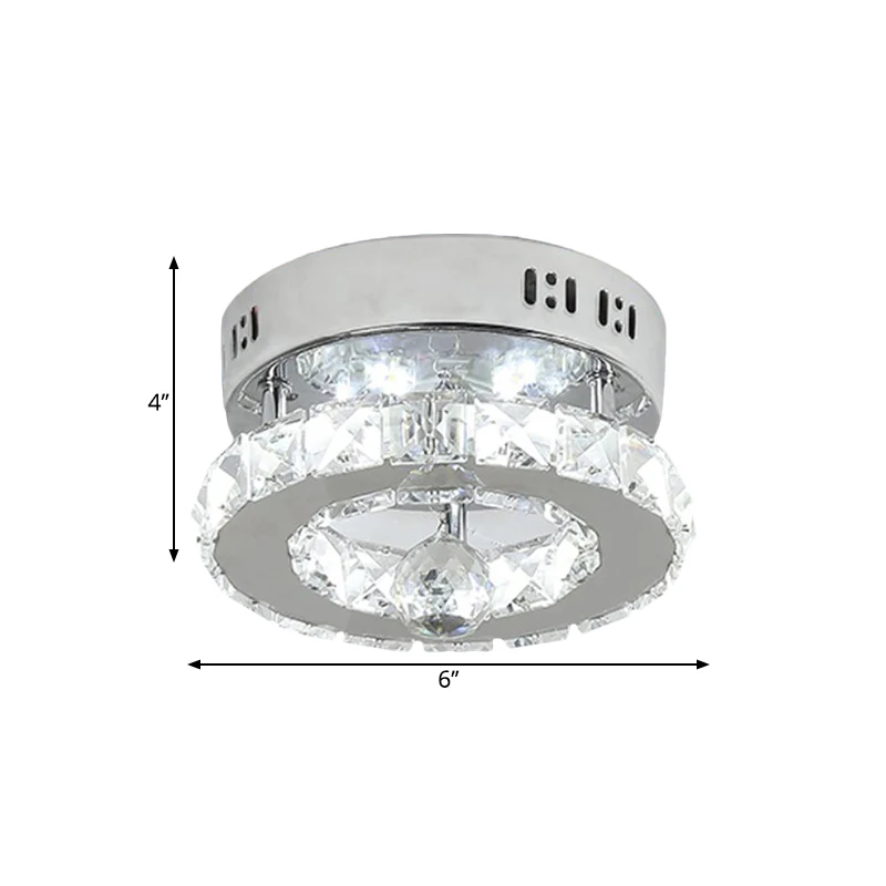 Helder afgeschuinde kristallen roestvrijstalen semi-inbouw ronde LED-moderne verlichtingsarmatuur wit/warm licht Clearhalo