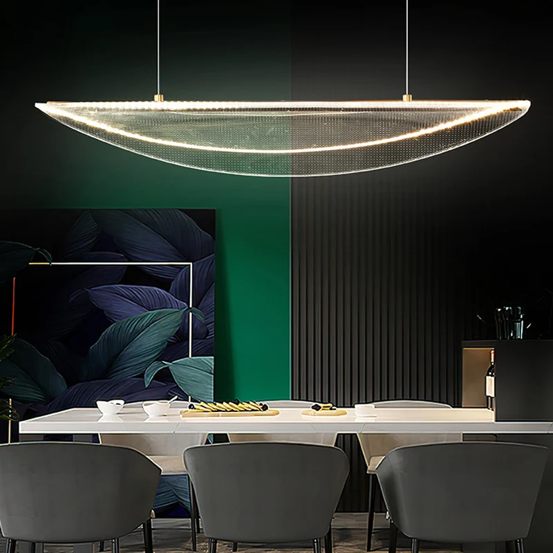 Helder bladvormig eilandlicht Eenvoud Acryl LED-hanglamp voor eetkamer Clearhalo