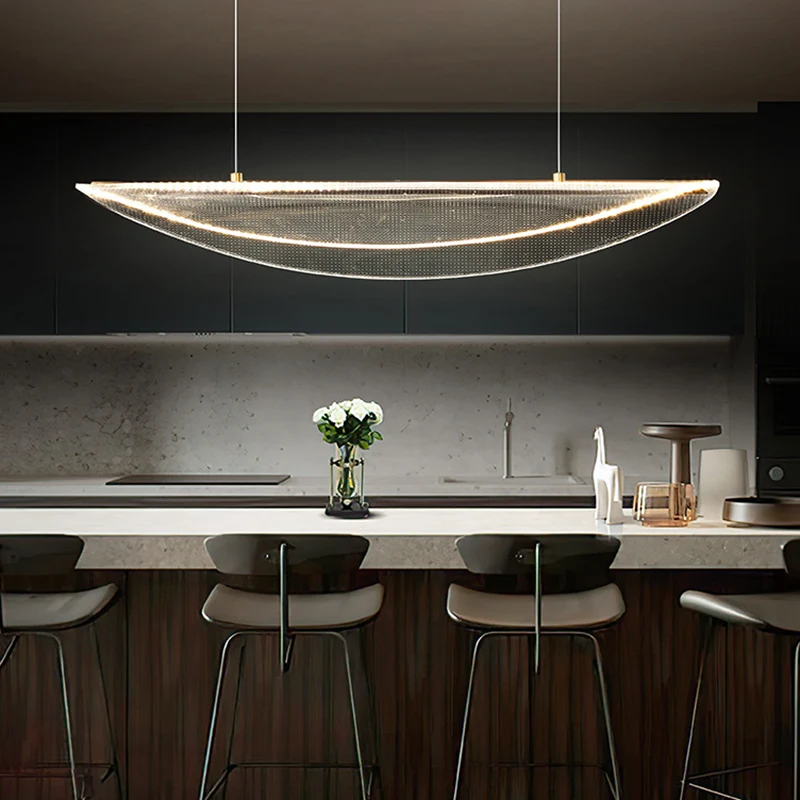 Helder bladvormig eilandlicht Eenvoud Acryl LED-hanglamp voor eetkamer Clearhalo