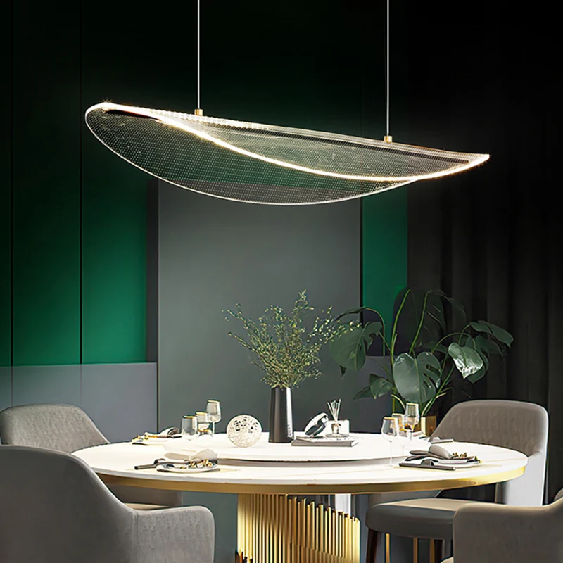 Helder bladvormig eilandlicht Eenvoud Acryl LED-hanglamp voor eetkamer Clearhalo