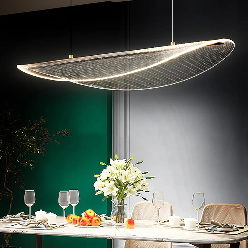 Helder bladvormig eilandlicht Eenvoud Acryl LED-hanglamp voor eetkamer Clearhalo