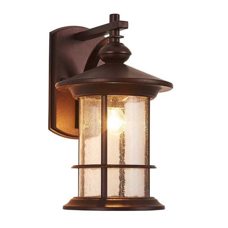 Helder gezaaide glazen cilinder schanslicht Lodges 1-lamp buiten wandgemonteerde lamp zwart / koffie voor tuin Clearhalo