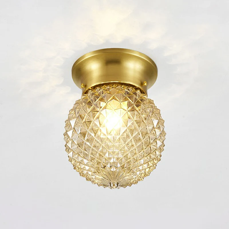 Helder glas ananas plafond armatuur minimalistisch 1 kop messing inbouwlamp voor gang Clearhalo