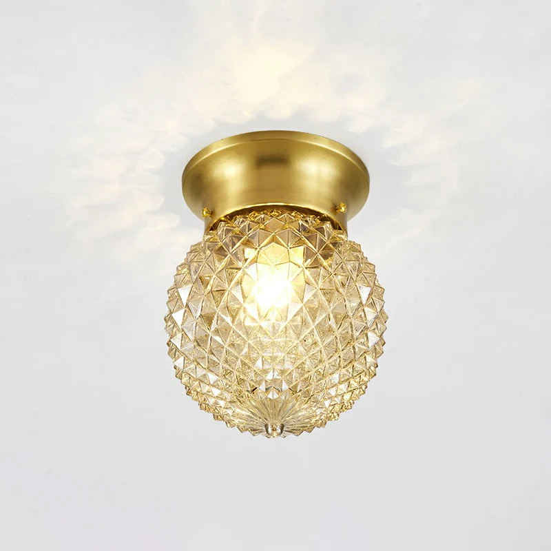 Helder glas ananas plafond armatuur minimalistisch 1 kop messing inbouwlamp voor gang Clearhalo