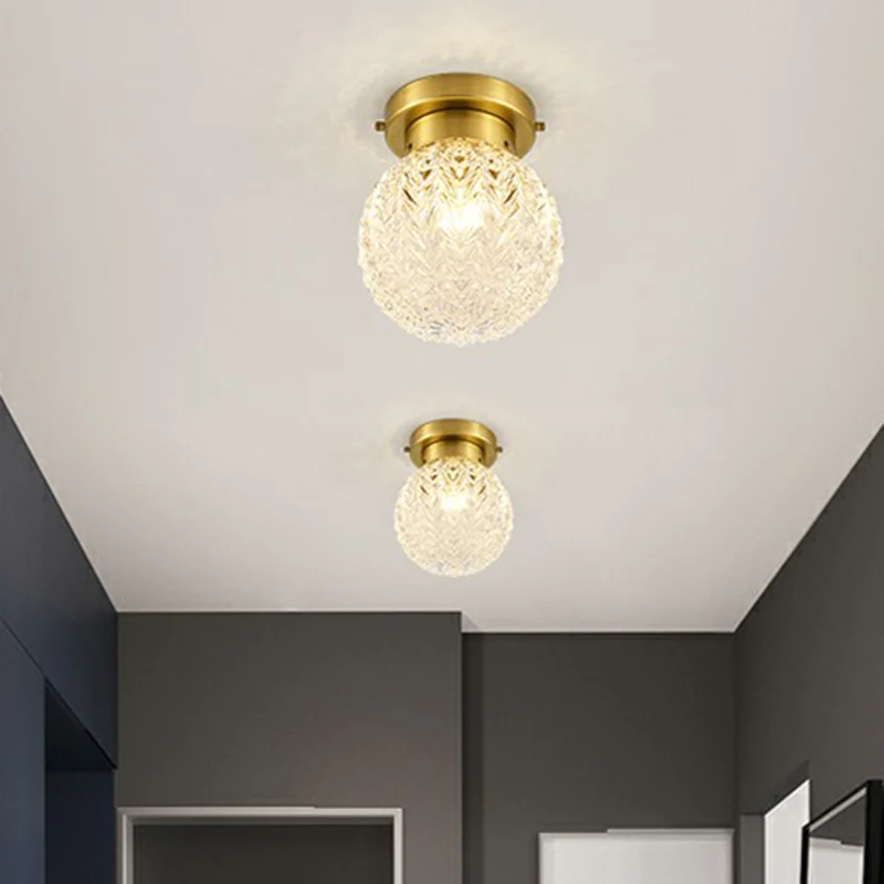 Helder glas ananas plafond armatuur minimalistisch 1 kop messing inbouwlamp voor gang Clearhalo
