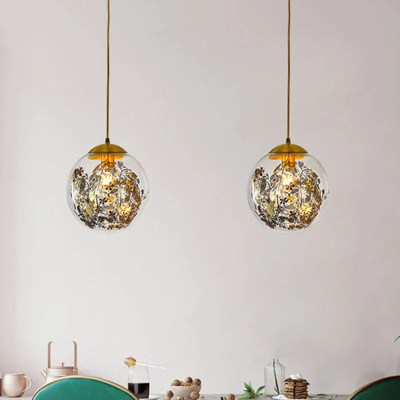 Helder glas Global Pendulum Light Simplicity 1 Head Down Lighting-hanger messing Clearhalo
