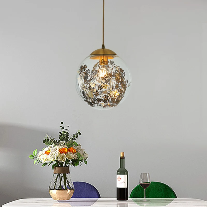 Helder glas Global Pendulum Light Simplicity 1 Head Down Lighting-hanger messing Clearhalo