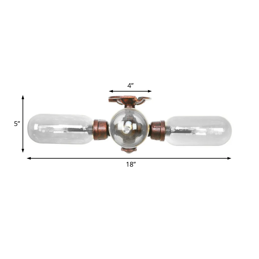 Helder glas semi-mount verlichting industrieel verweerd koper 3/4/5 lichte ovale schaduw binnenplafondlamp met pijpontwerp...