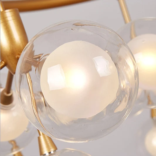 Helder glazen bol kroonluchter hanglamp moderne 25/45 licht gouden hanglamp voor woonkamer Clearhalo