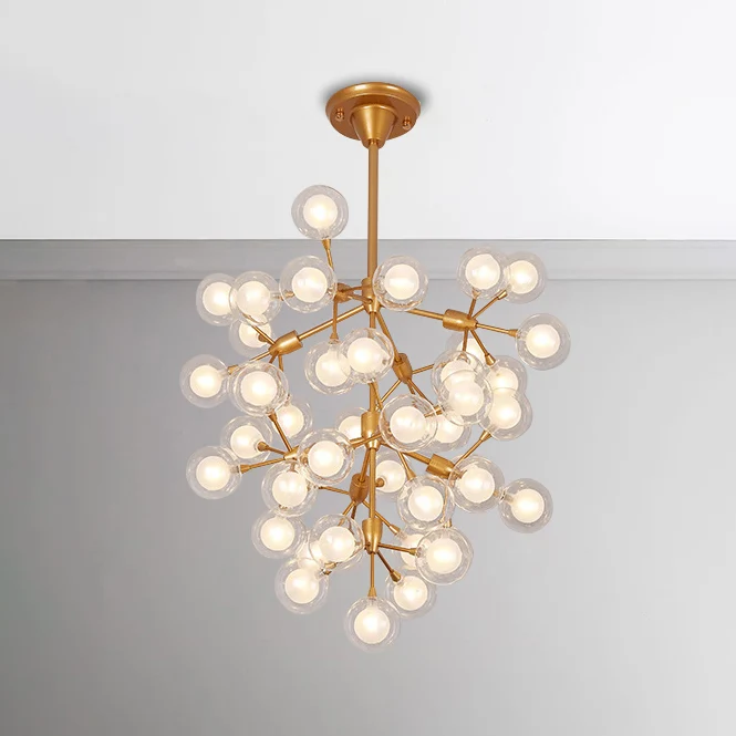 Helder glazen bol kroonluchter hanglamp moderne 25/45 licht gouden hanglamp voor woonkamer Clearhalo