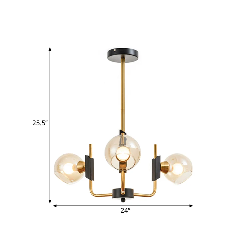Helder glazen bol plafondkroonluchter antiek 3/6 lichts gouden hangende hanglamp warm/wit licht Clearhalo