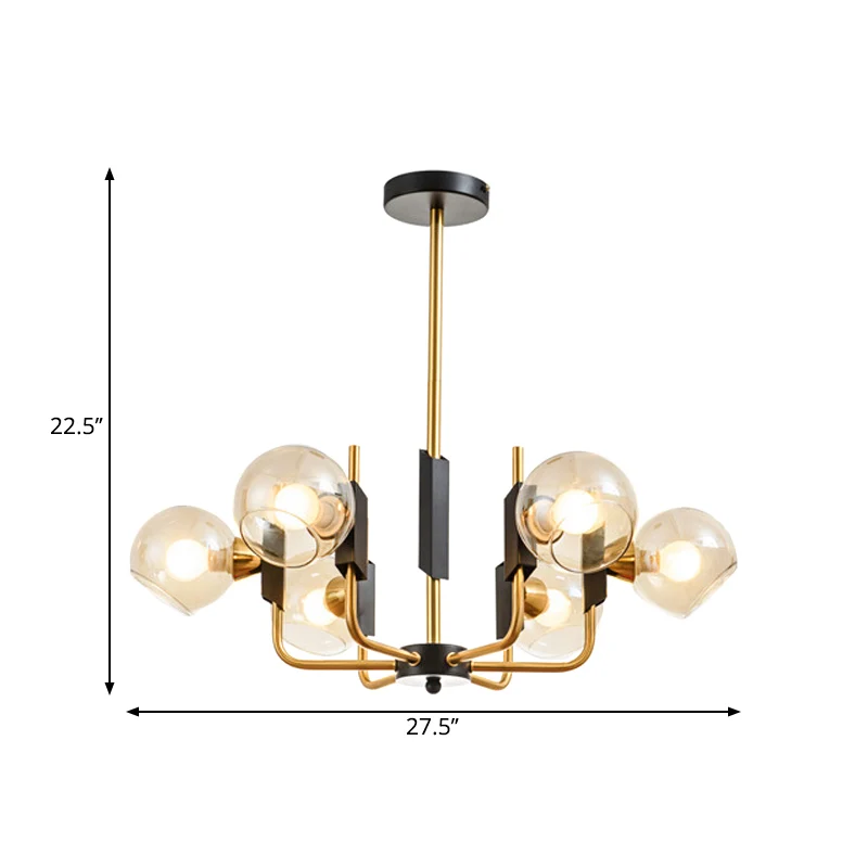 Helder glazen bol plafondkroonluchter antiek 3/6 lichts gouden hangende hanglamp warm/wit licht Clearhalo