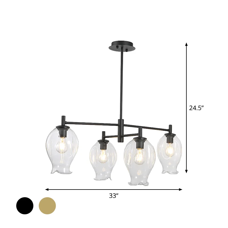 Helder glazen Bud Shade kroonluchter eetkamer hotel 4 lampen moderne hanglamp Clearhalo