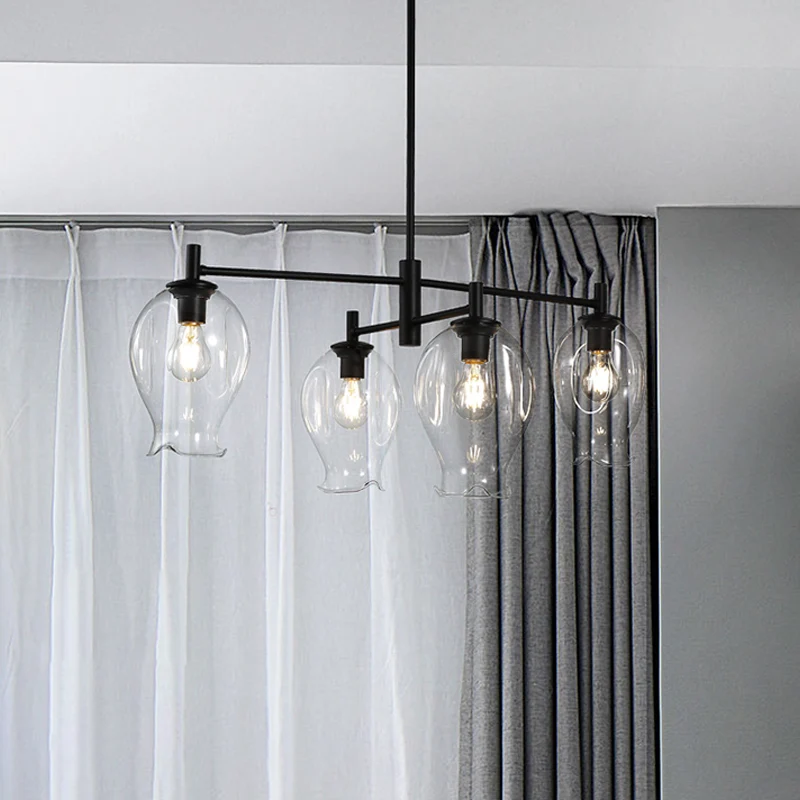 Helder glazen Bud Shade kroonluchter eetkamer hotel 4 lampen moderne hanglamp Clearhalo