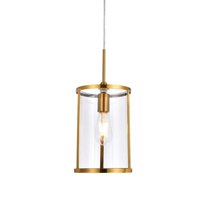 Helder glazen cilinder hanglamp modern 1-lamp goud/nikkel hanglampset voor woonkamer Clearhalo