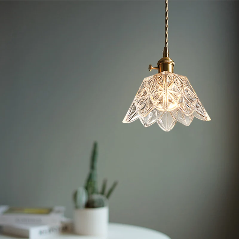 Helder glazen geschulpte hanglamp Eenvoud 1 lamp Eetkamer hanglamp Clearhalo