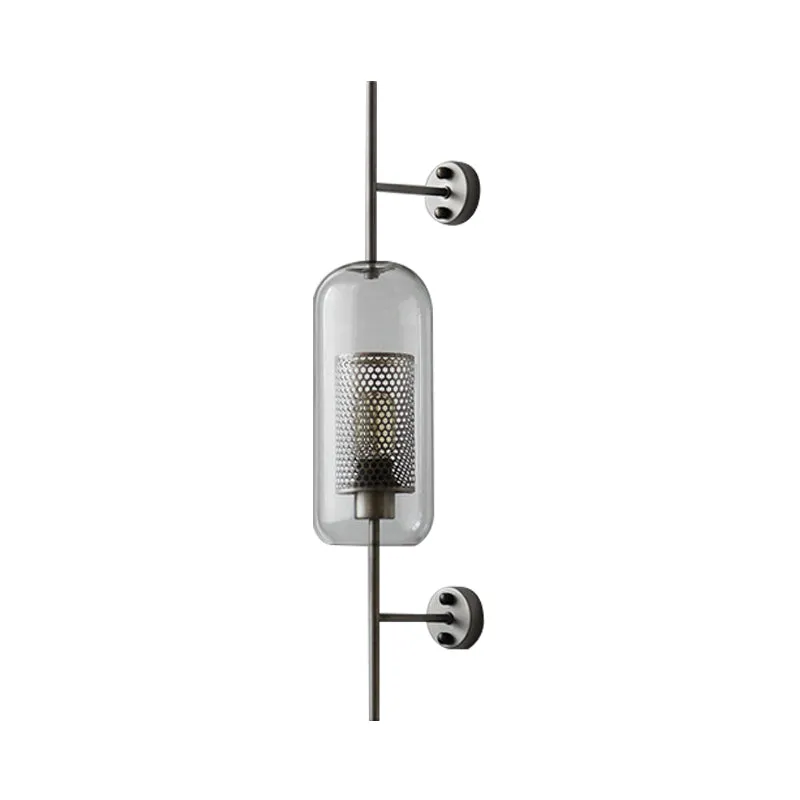 5"/6" W helder glazen ovale wandkandelaar kolonialisme 1 lamp slaapkamer muur verlichtingsarmatuur met gaas brons/zilvergr...