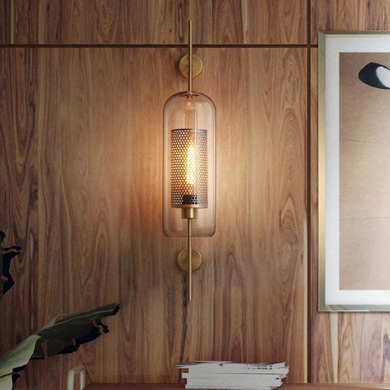 5"/6" W helder glazen ovale wandkandelaar kolonialisme 1 lamp slaapkamer muur verlichtingsarmatuur met gaas brons/zilvergr...