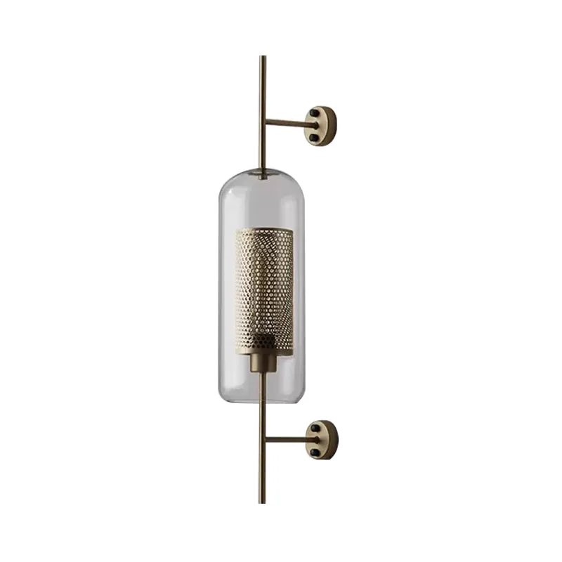 5"/6" W helder glazen ovale wandkandelaar kolonialisme 1 lamp slaapkamer muur verlichtingsarmatuur met gaas brons/zilvergr...