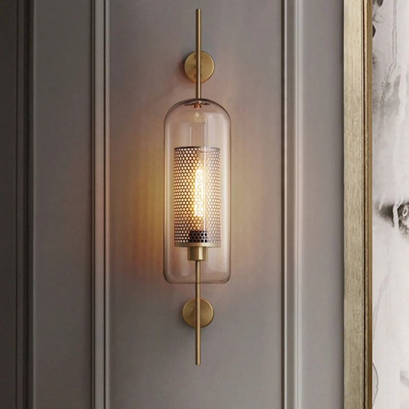 5"/6" W helder glazen ovale wandkandelaar kolonialisme 1 lamp slaapkamer muur verlichtingsarmatuur met gaas brons/zilvergr...
