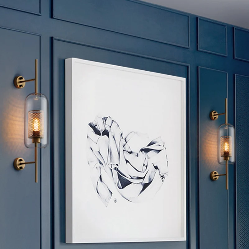 5"/6" W helder glazen ovale wandkandelaar kolonialisme 1 lamp slaapkamer muur verlichtingsarmatuur met gaas brons/zilvergr...