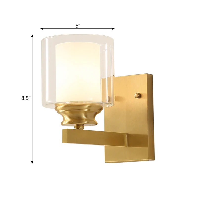 Helder glazen trommel wandgemonteerd licht moderne stijl 1 kop eetkamer wandverlichting messing Clearhalo