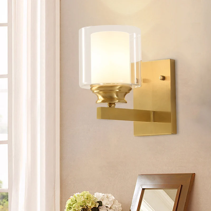 Helder glazen trommel wandgemonteerd licht moderne stijl 1 kop eetkamer wandverlichting messing Clearhalo