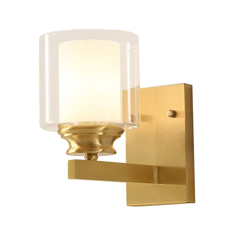 Helder glazen trommel wandgemonteerd licht moderne stijl 1 kop eetkamer wandverlichting messing Clearhalo