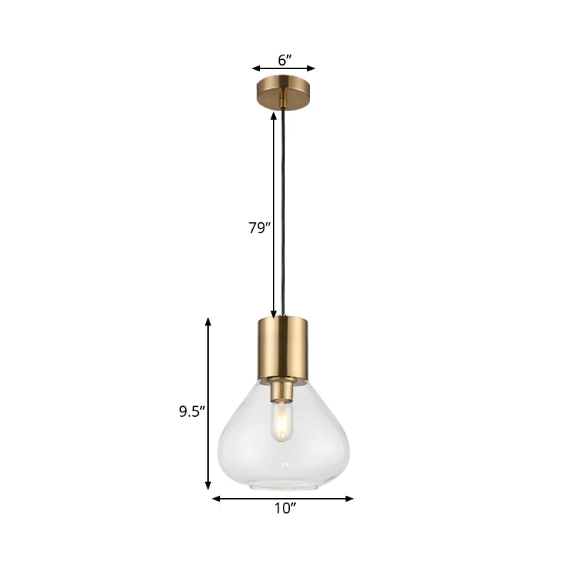 Helder glazen urn hangende verlichting Moderne 1-kops plafondlamp met gouden afwerking boven eettafel Clearhalo