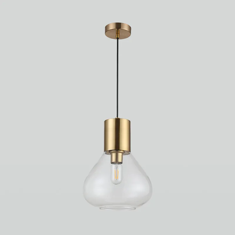 Helder glazen urn hangende verlichting Moderne 1-kops plafondlamp met gouden afwerking boven eettafel Clearhalo