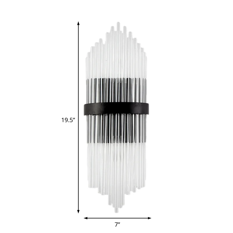 Helder kristal prisma wandgemonteerd licht Modern 2-koppig schanslicht met metalen vierkante achterplaat zwart, 1/2-pack C...