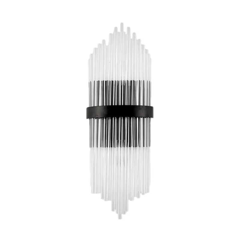 Helder kristal prisma wandgemonteerd licht Modern 2-koppig schanslicht met metalen vierkante achterplaat zwart, 1/2-pack C...