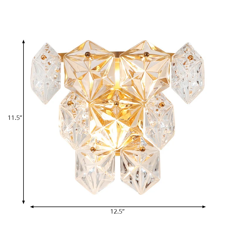 Helder Kristal Zeshoek Wandlamp Moderne Stijl 8,5 "/12,5" W 2 Lichten Messing Afwerking Wandkandelaar Licht voor Woonkamer...