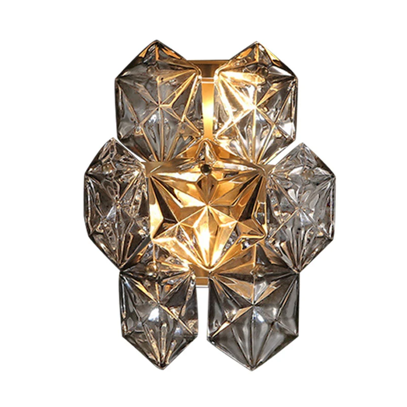 Helder Kristal Zeshoek Wandlamp Moderne Stijl 8,5 "/12,5" W 2 Lichten Messing Afwerking Wandkandelaar Licht voor Woonkamer...