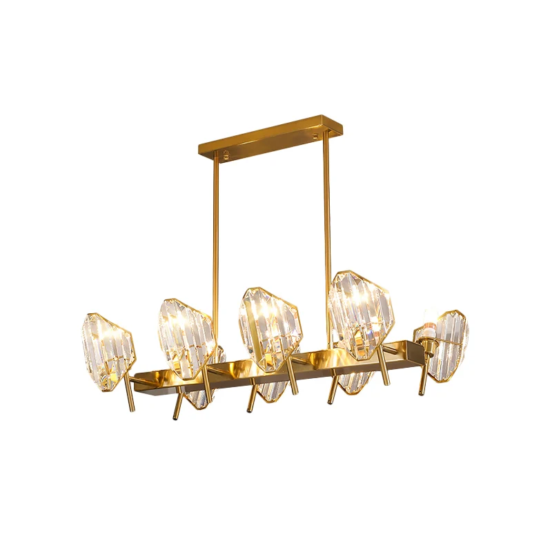 Helder Kristallen Schild Hanglamp Postmodern 8 Lampen Keukeneilandlicht Goud Clearhalo