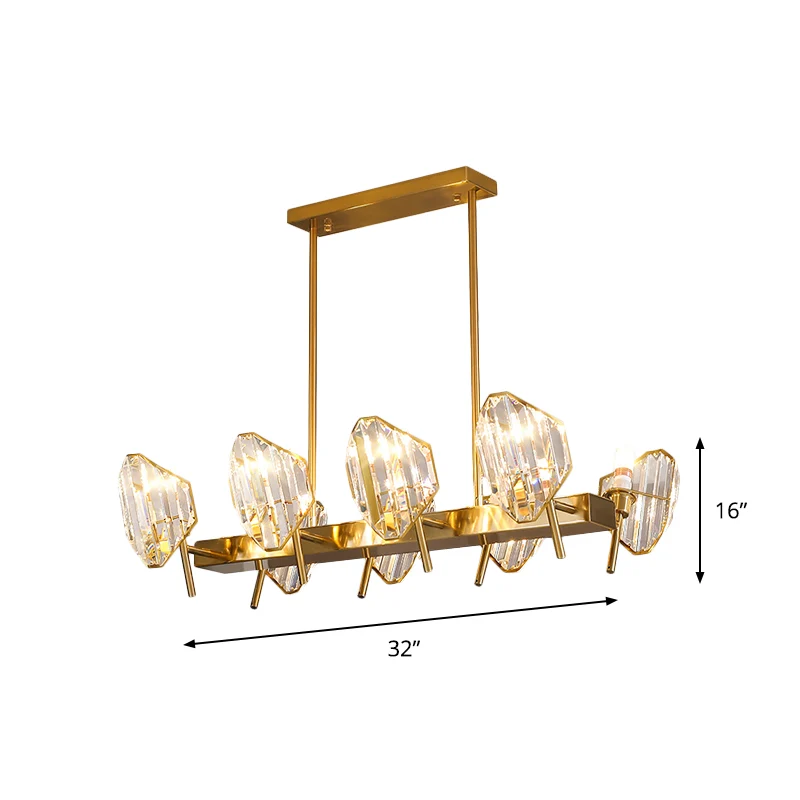 Helder Kristallen Schild Hanglamp Postmodern 8 Lampen Keukeneilandlicht Goud Clearhalo