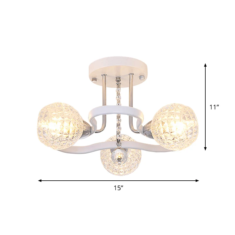 Helder rooster glazen bol semi-inbouw modernisme 3/5 lampen slaapkamer plafondmontage licht wit Clearhalo