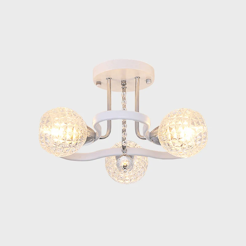 Helder rooster glazen bol semi-inbouw modernisme 3/5 lampen slaapkamer plafondmontage licht wit Clearhalo