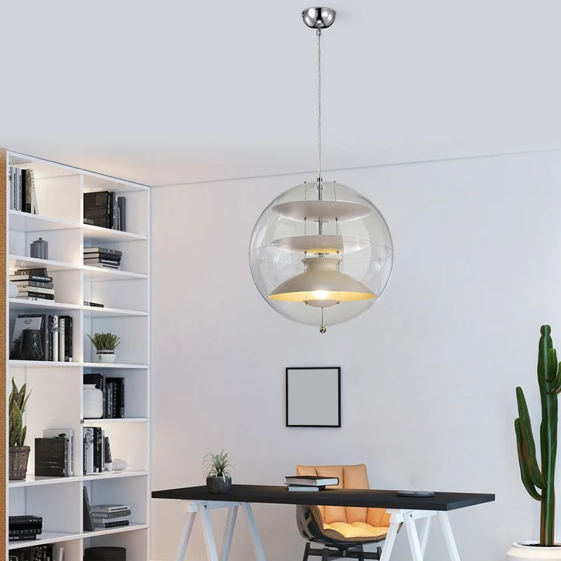 Heldere bolvormige hanglamp Designer 1-koppige acryl hanglamp met meerlaagse kap aan de binnenkant Clearhalo