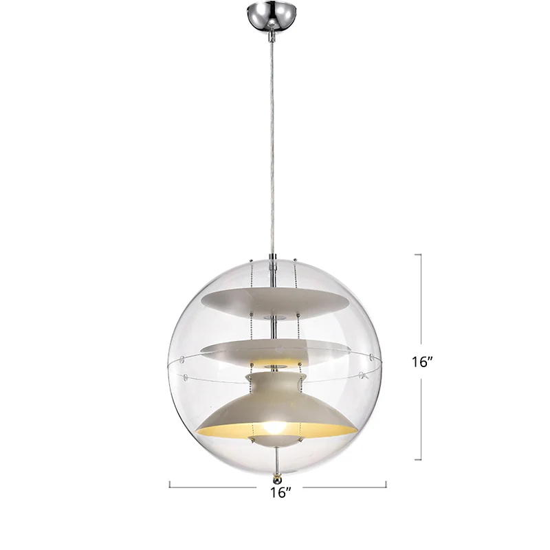 Heldere bolvormige hanglamp Designer 1-koppige acryl hanglamp met meerlaagse kap aan de binnenkant Clearhalo
