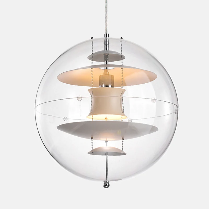 Heldere bolvormige hanglamp Designer 1-koppige acryl hanglamp met meerlaagse kap aan de binnenkant Clearhalo