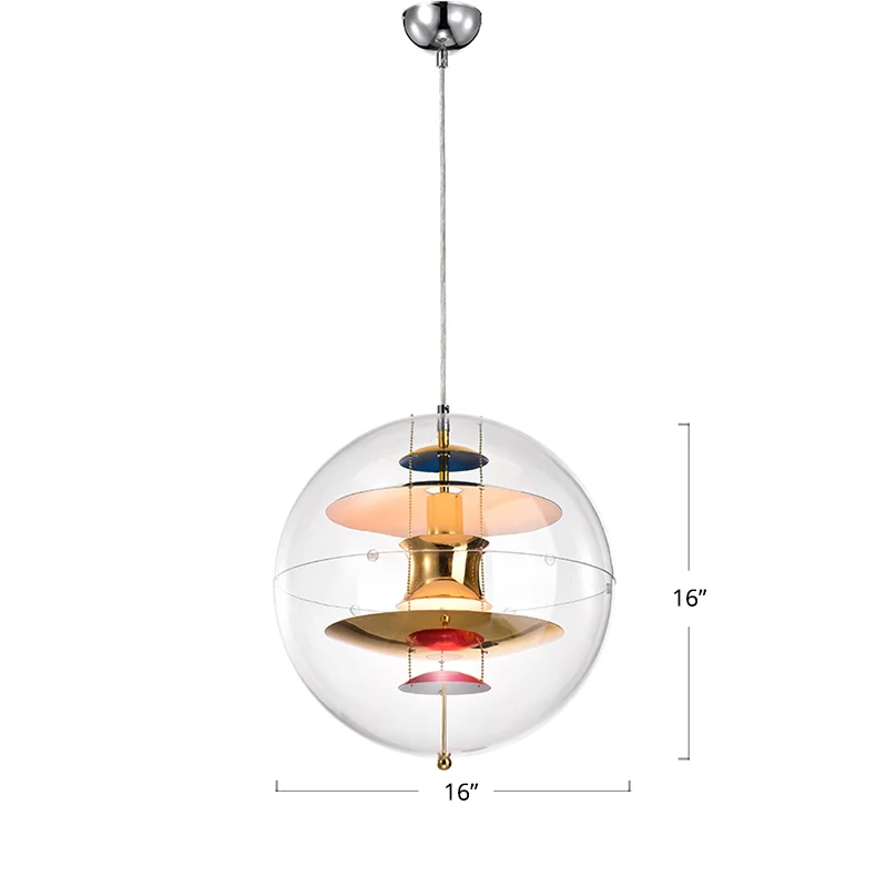 Heldere bolvormige hanglamp Designer 1-koppige acryl hanglamp met meerlaagse kap aan de binnenkant Clearhalo