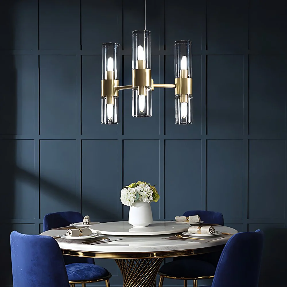 Heldere cilindrische schaduw kroonluchter 6/16 lichten Post moderne glazen hangende hanglamp Clearhalo