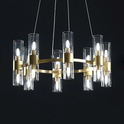 Heldere cilindrische schaduw kroonluchter 6/16 lichten Post moderne glazen hangende hanglamp Clearhalo
