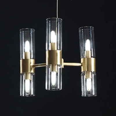 Heldere cilindrische schaduw kroonluchter 6/16 lichten Post moderne glazen hangende hanglamp Clearhalo