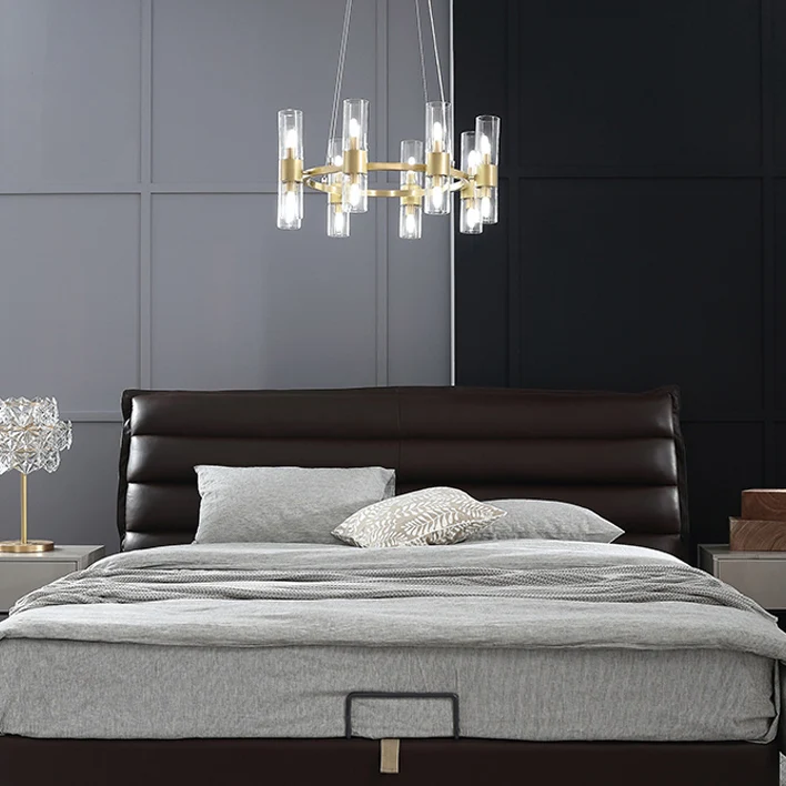 Heldere cilindrische schaduw kroonluchter 6/16 lichten Post moderne glazen hangende hanglamp Clearhalo