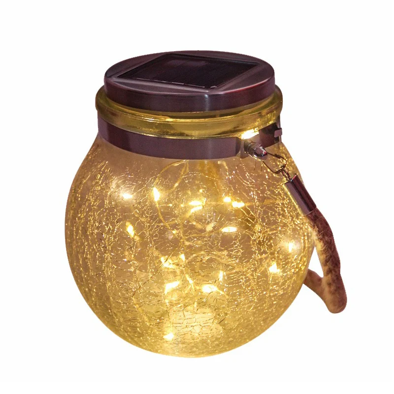 Heldere craquelé bal hanglamp Noordse kunststof LED-hanglamp op zonne-energie voor terras Clearhalo