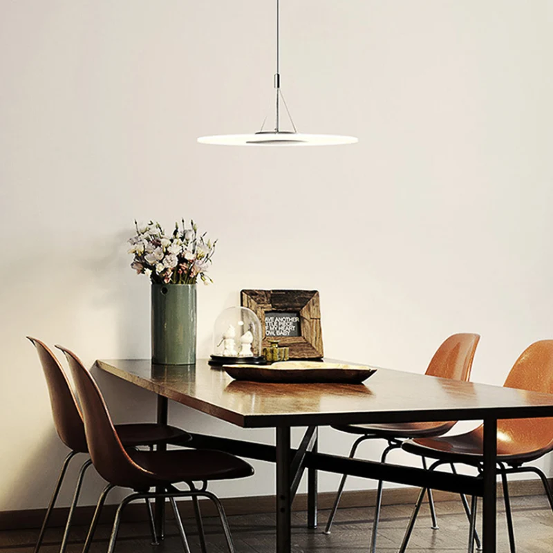Heldere Disc Drop Hanger Eenvoud LED Acryl Hangende Plafondlamp voor Eetkamer Clearhalo